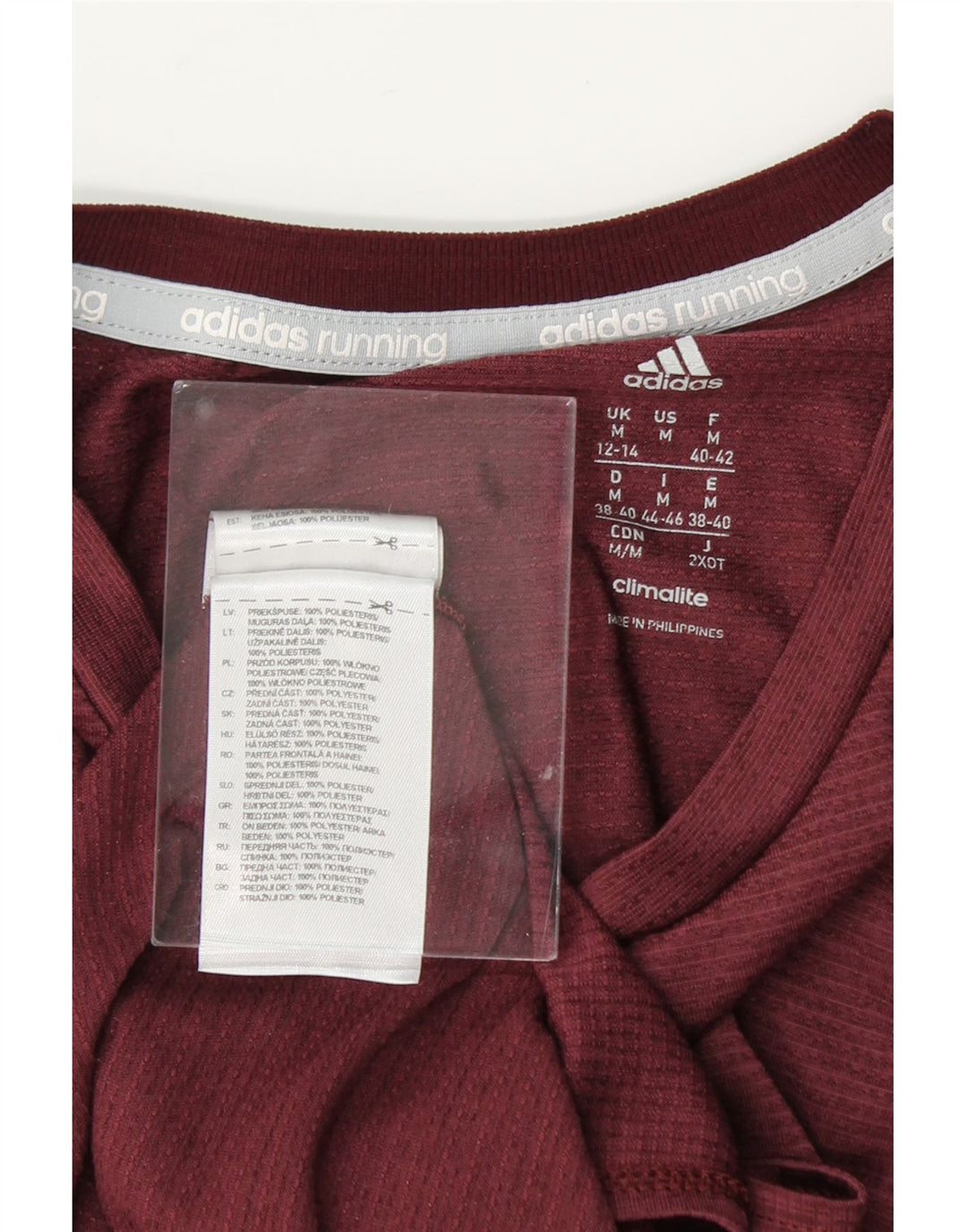 ADIDAS Womens T-Shirt Top UK 12/14 Medium Burgundy Polyester Vintage Adidas and Second-Hand Adidas from Messina Hembry 