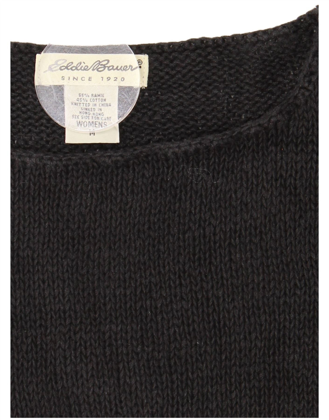 Eddie Bauer Dame Crop Boat Neck Jumper Sweater UK 12 Medium Black