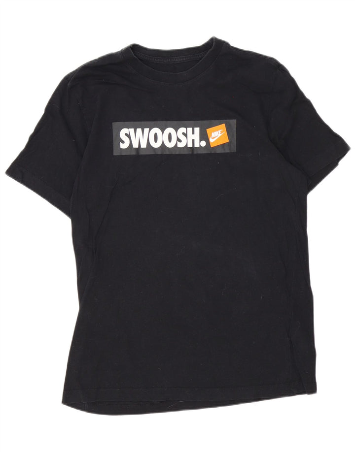 Nike Herre Swoosh Grafisk T-shirt Top Medium Sort Bomuld