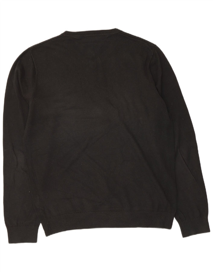 TOMMY HILFIGER Herre V-hals sweater Stor sort bomuld