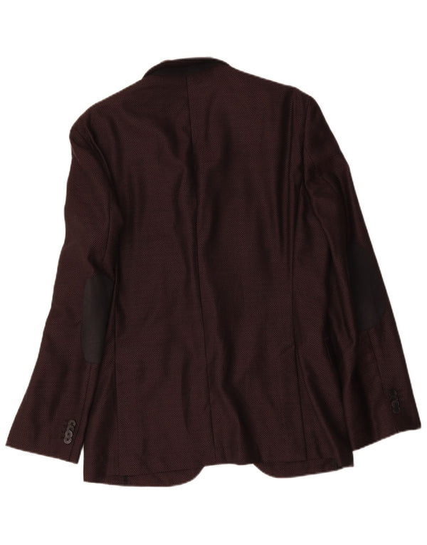 Hugo Boss Herre 2-knaps blazerjakke EU 48 Medium Burgundy Wool
