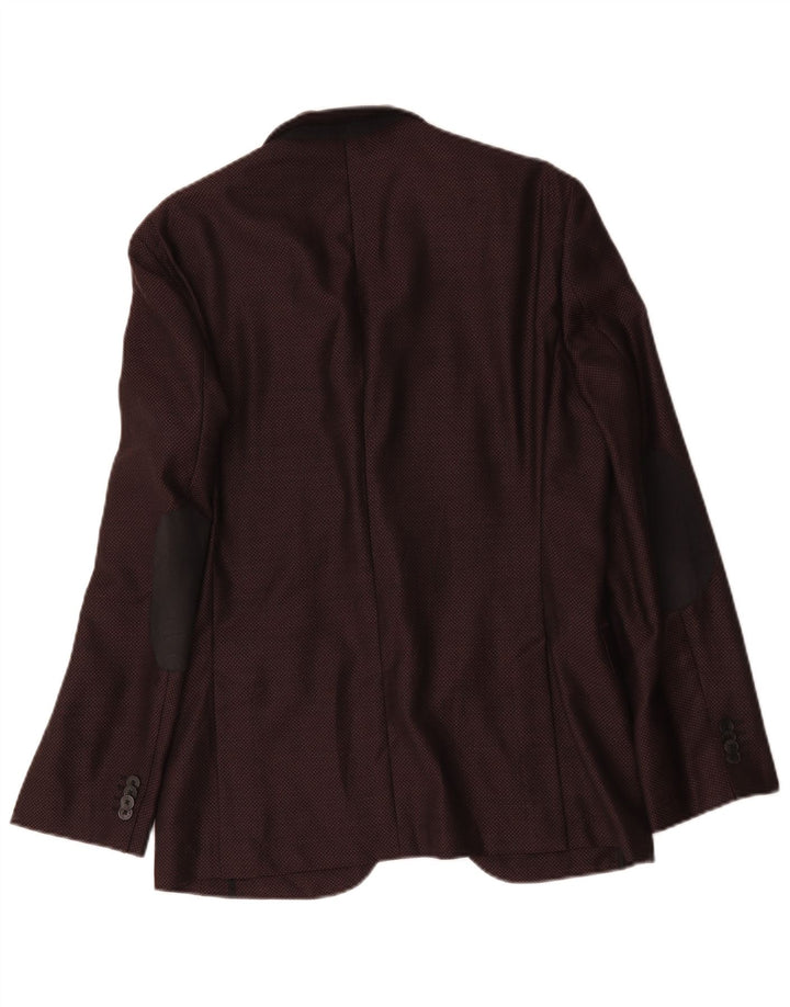 Hugo Boss Herre 2-knaps blazerjakke EU 48 Medium Burgundy Wool