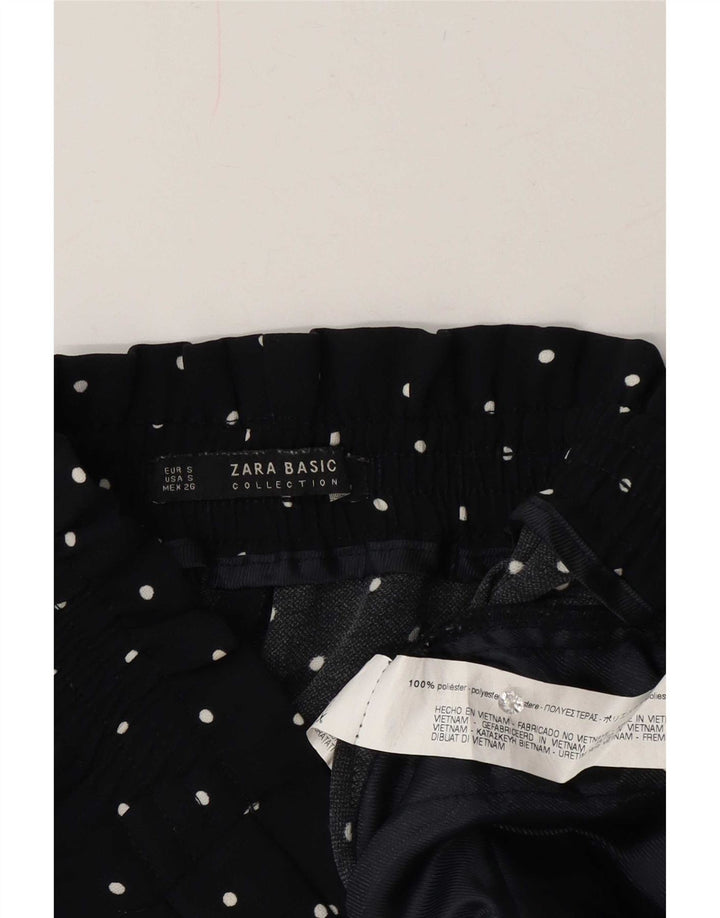 Zara Womens Pegged Capri Bukser Small W26 L20 Navyblå plettet polyester