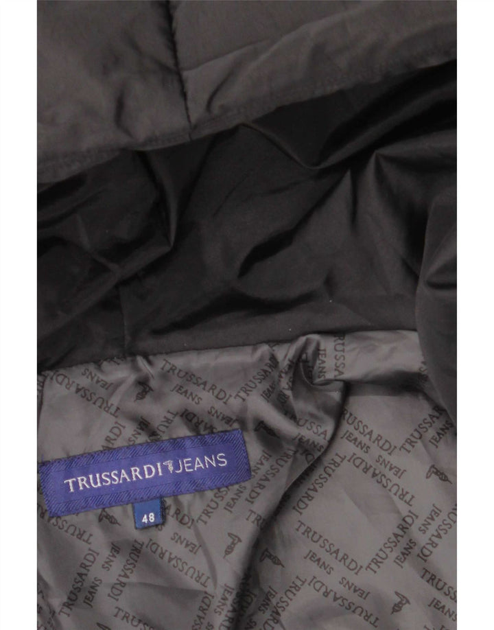 Trussardi Jeans Dame Hætte Polstret Jakke IT 48 XL Sort