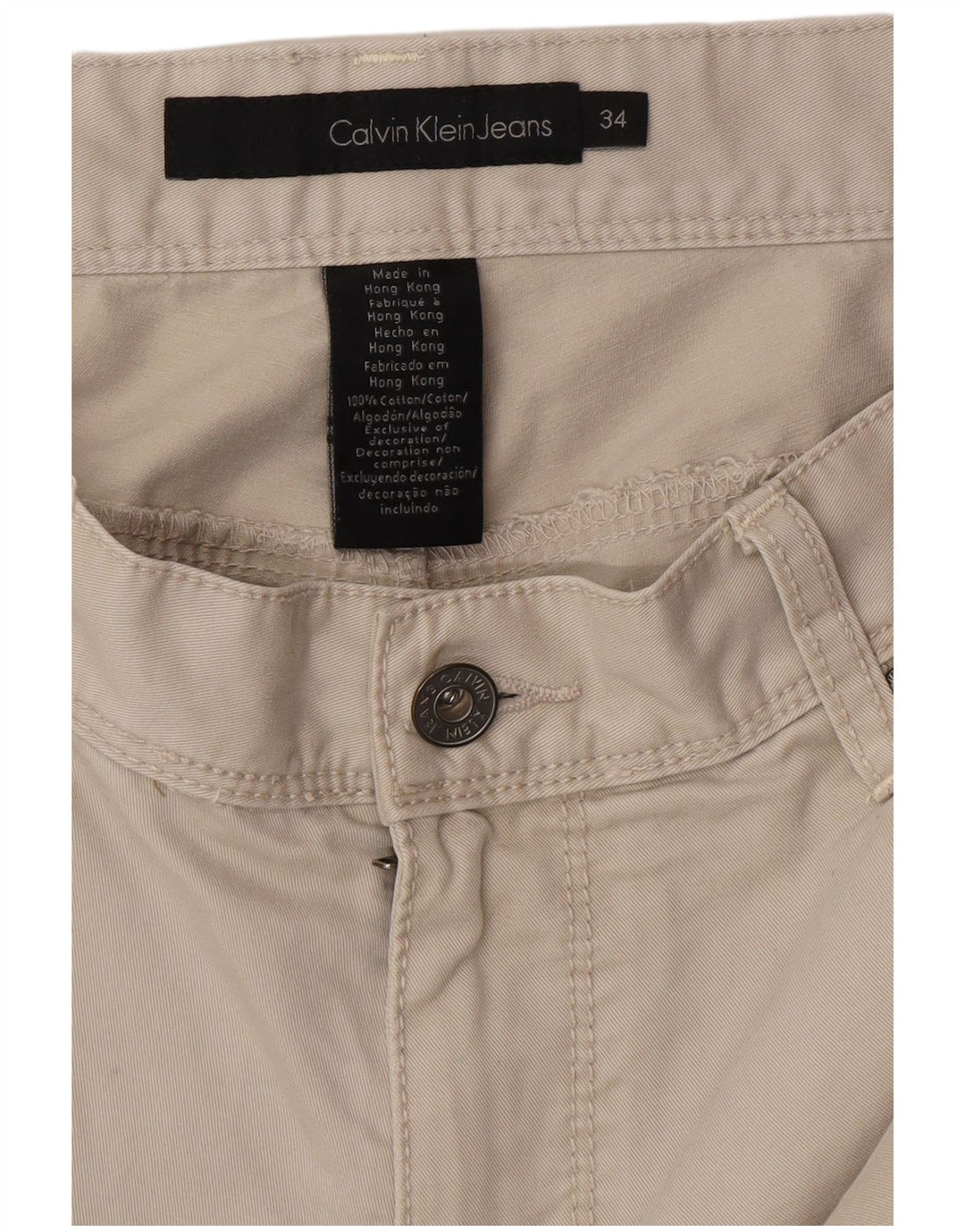 CALVIN KLEIN Straight Cargo bukser til mænd W34 L32 Grå bomuld
