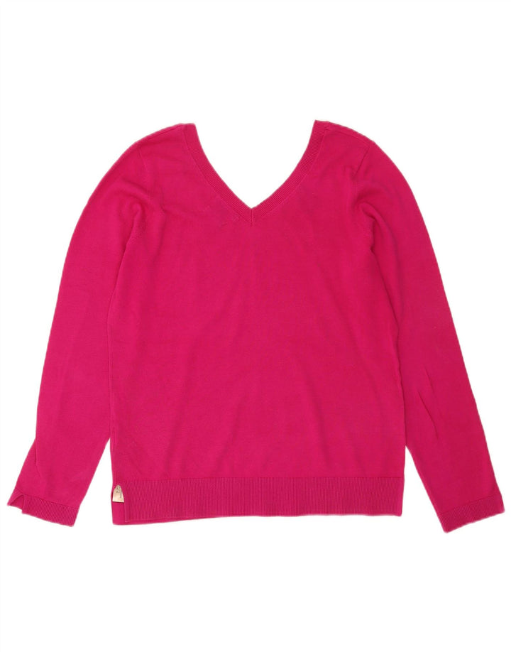 Massimo Dutti Dame V-hals sweater UK 14 Medium Pink Bomuld