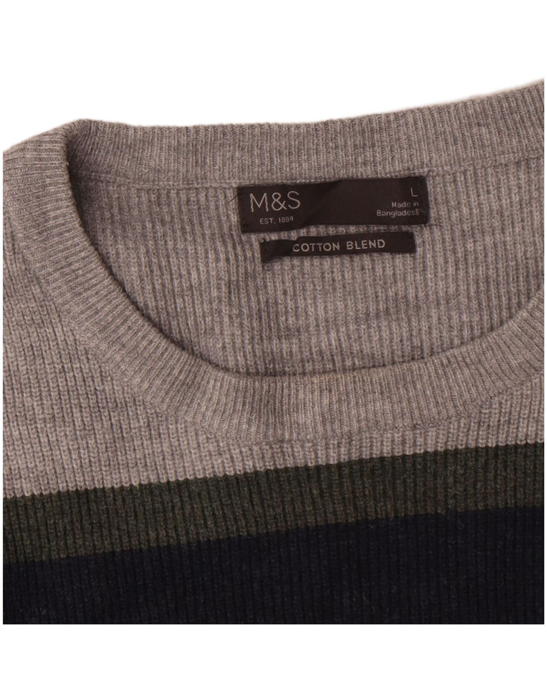 Marks & Spencer Herretrøje med rund hals, stor flerfarvet stribet