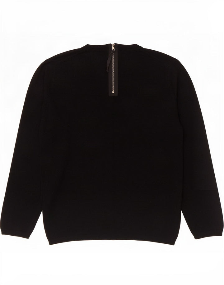 Zara Dame Button Neck Jumper Sweater UK 16 Large Black