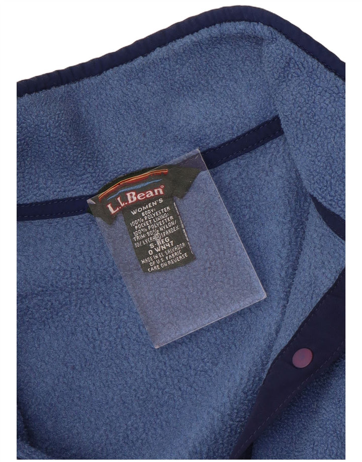 L.L.Bean Dame Button Neck Oversized Fleece Jumper UK 10 Small Blue