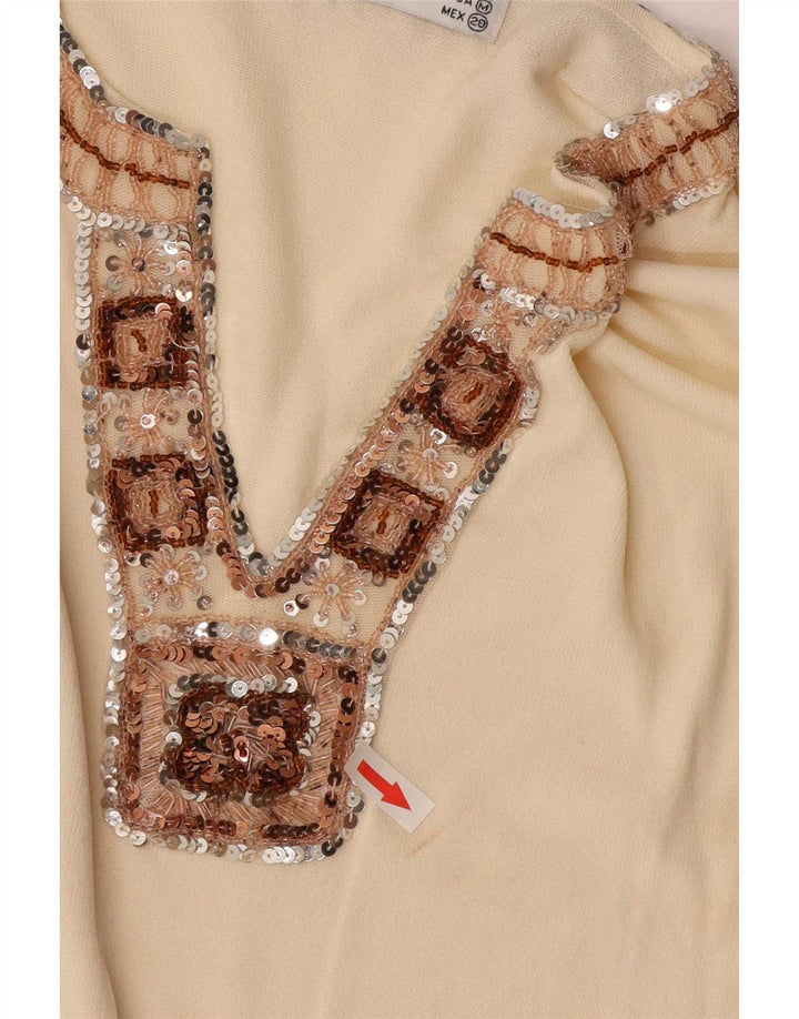 Zara Dametop Langærmet UK 12 Medium Beige Viscose