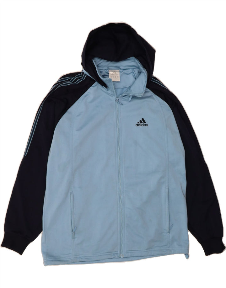 ADIDAS Mens Graphic Tracksuit Top Jacket UK 38/40 Medium Blue Colourblock Vintage Adidas and Second-Hand Adidas from Messina Hembry 