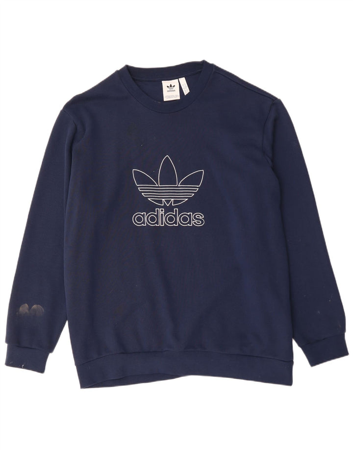 ADIDAS grafisk sweatshirt til mænd XL marineblå bomuld