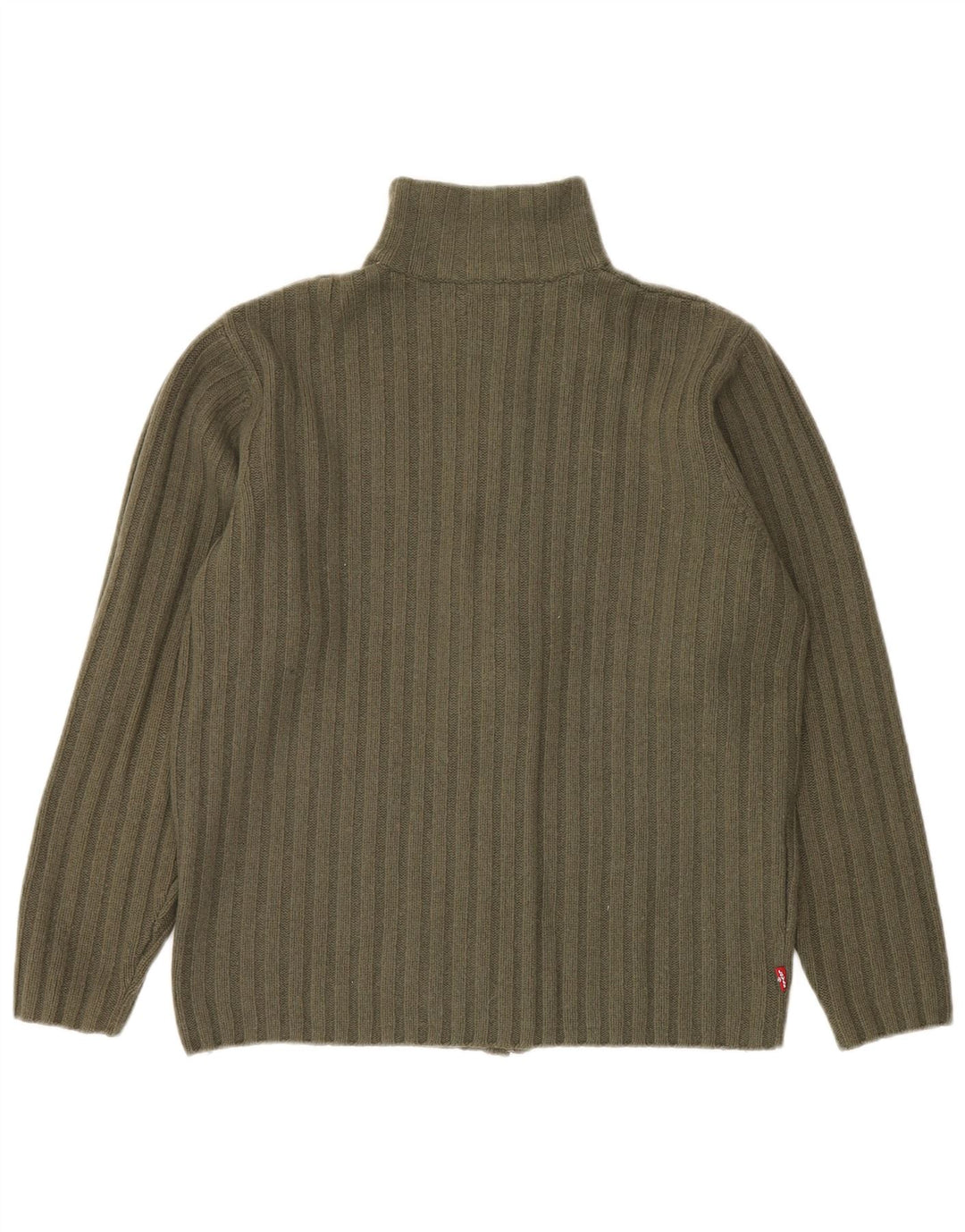 Levi's Herre cardigan sweater med fuld lynlås Stor kaki lammeuld