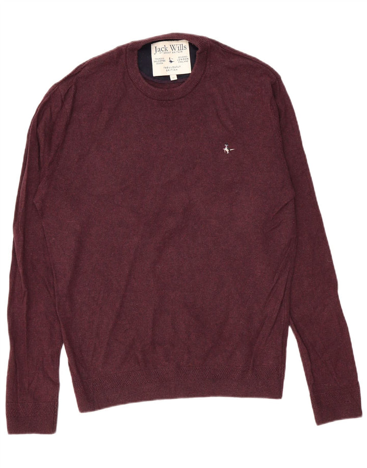 Jack Wills Herre Crew Neck Jumper Sweater Medium Bourgogne bomuld