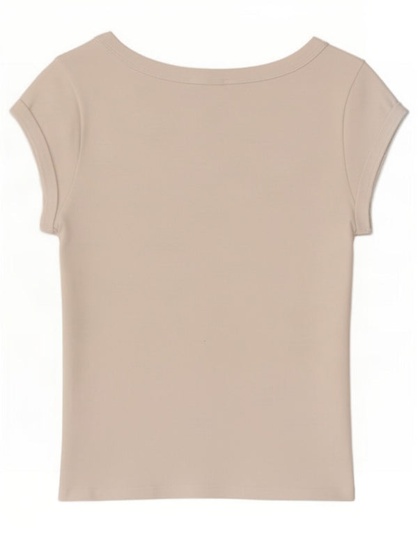 Zara Womens Crop T-Shirt Top UK 14 Large White