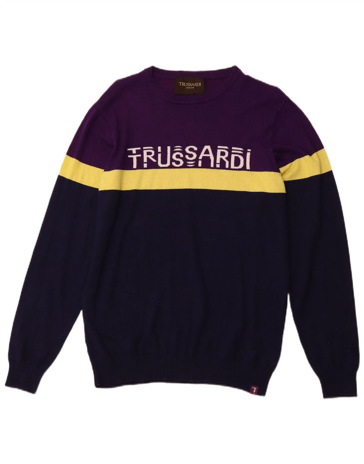 TRUSSARDI JUNIOR Boys Crew Neck Jumper Sweater 15-16 Years Navy Blue