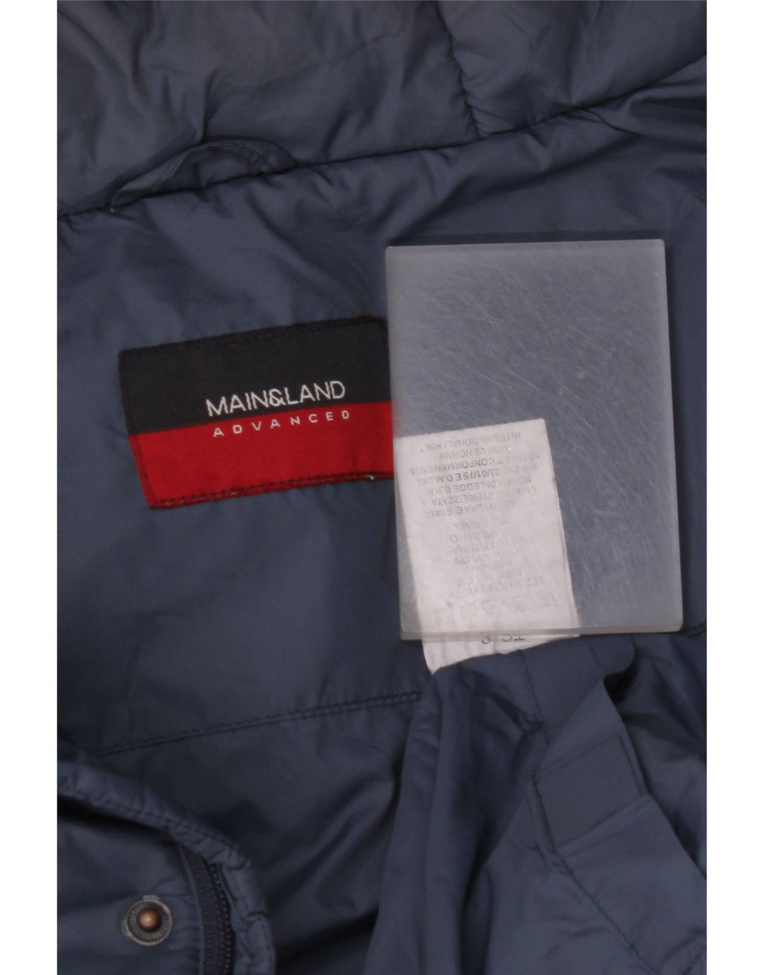 VINTAGE Herre Loose Fit, hættepolstret frakke UK 36 Lille blå nylon