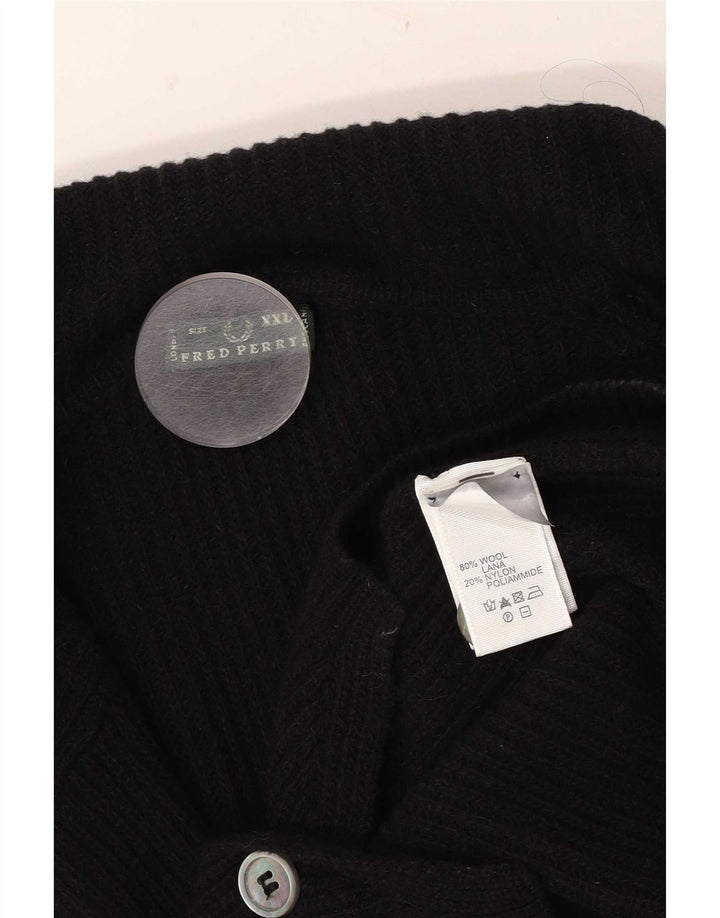 Fred Perry Dame Cardigan Sweater UK 20 2XL Sort Uld