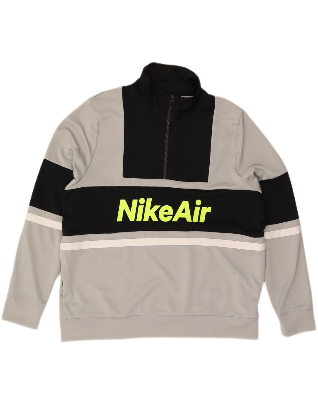 NIKE grafisk sweatshirt med lynlås til mænd, stor grå farveblok
