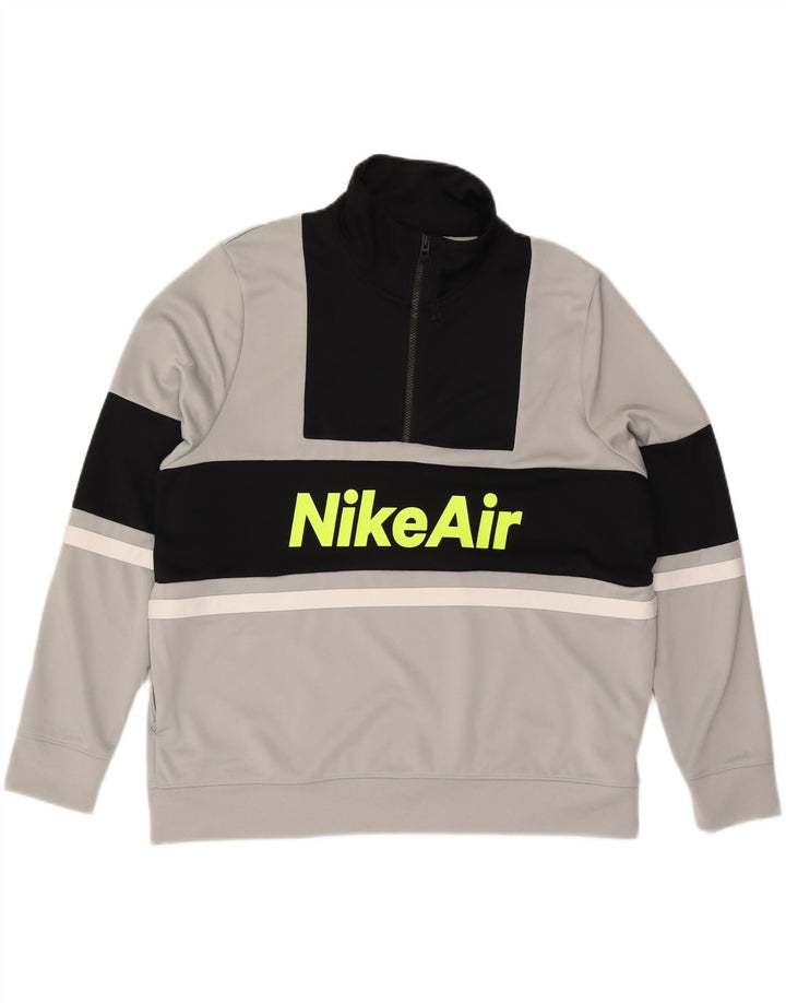NIKE grafisk sweatshirt med lynlås til mænd, stor grå farveblok