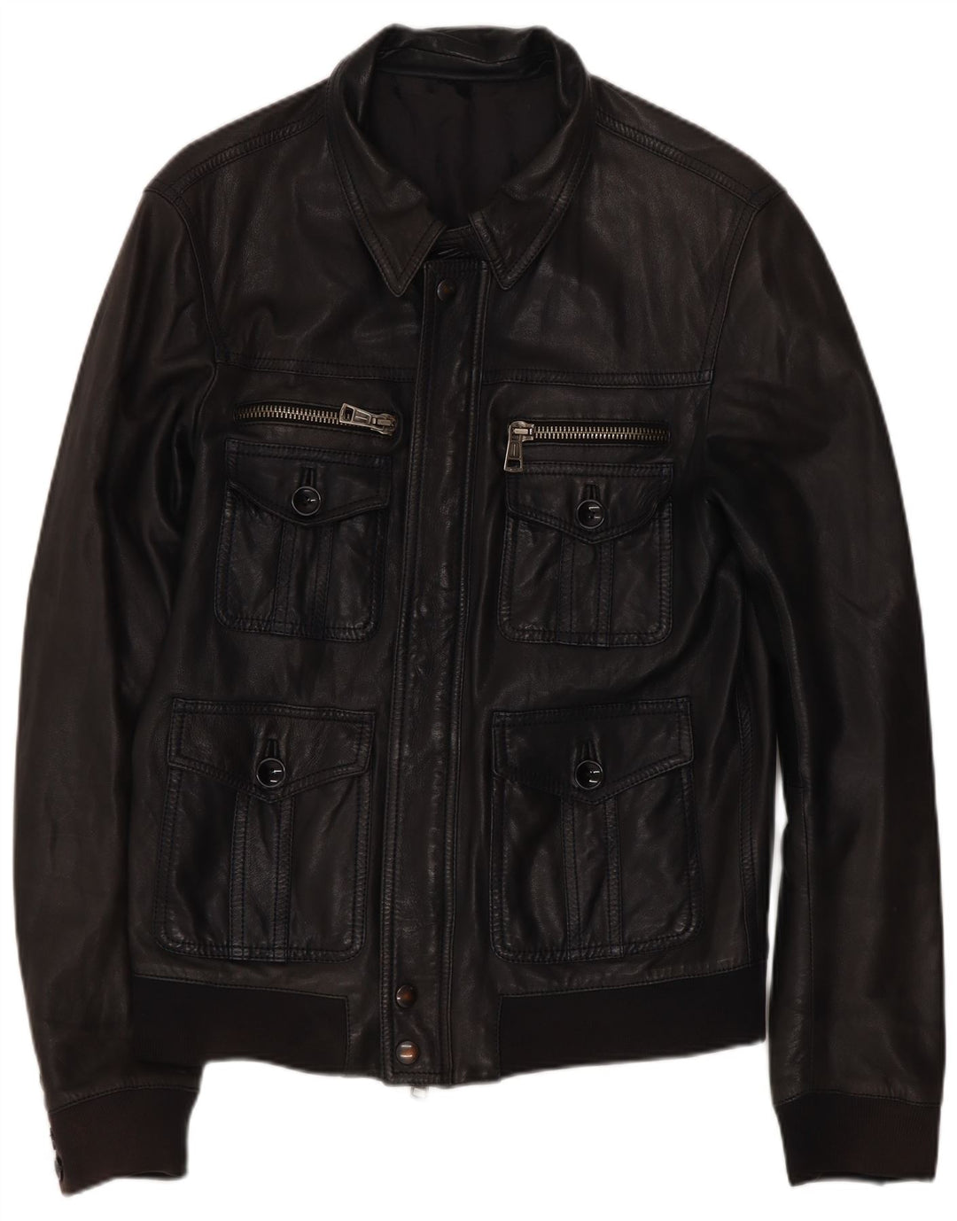 Vintage herre læderjakke IT 50 Medium Sort