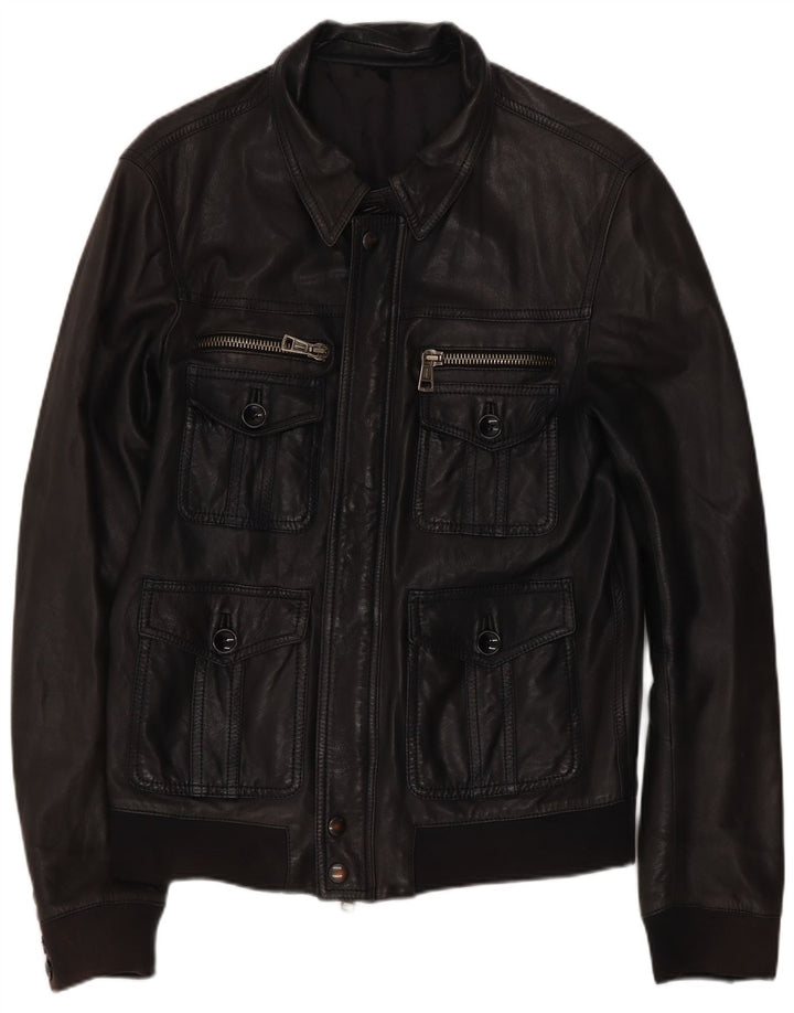 Vintage herre læderjakke IT 50 Medium Sort