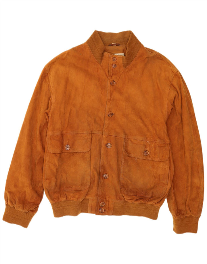Vintage herre ruskind bomberjakke UK 42 XL brunt læder