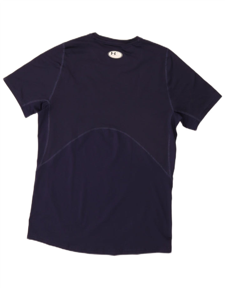 UNDER ARMOUR Herre Heat Gear T-Shirt Top Medium Navy Blue Syntetisk