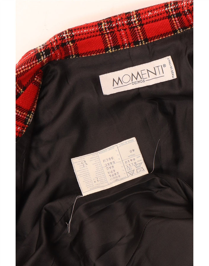 Momenti Dame 3-knaps blazerjakke IT 40 Lille rød plaiduld