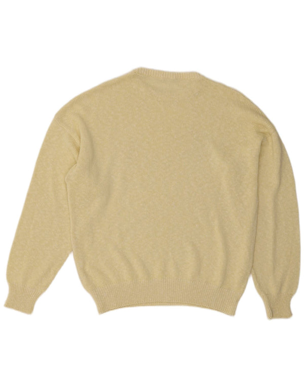 Vintage Herre Crew Neck Jumper Sweater IT 52 Large Yellow Argyle/Diamond