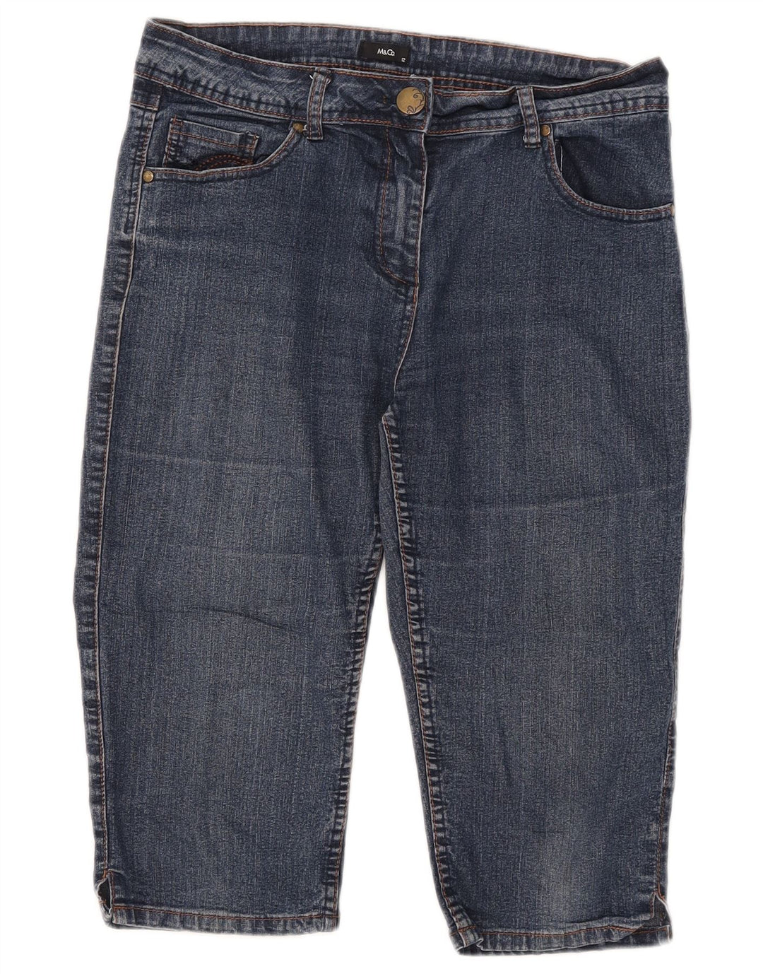 M&Co Dame Denim Bermuda Shorts UK 12 Medium W32 Blå Bomuld