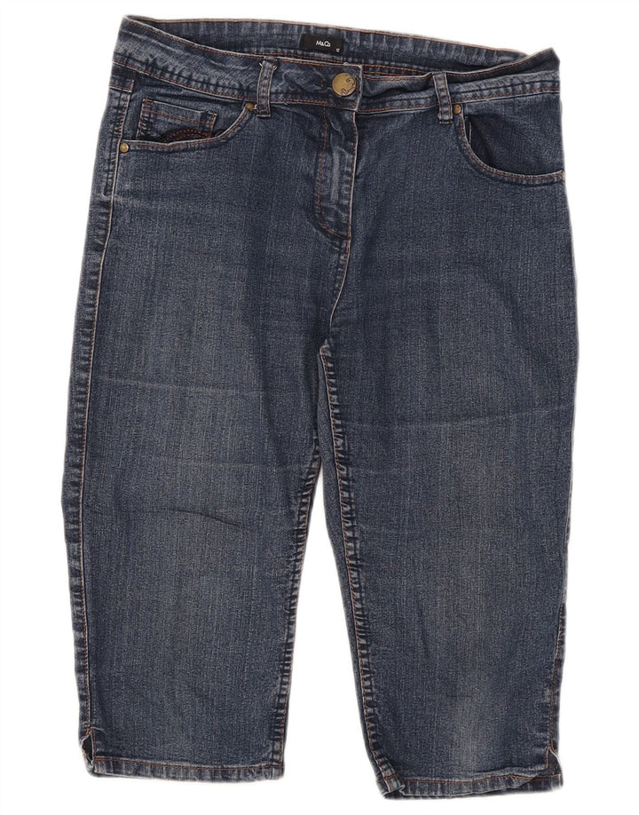 M&Co Dame Denim Bermuda Shorts UK 12 Medium W32 Blå Bomuld