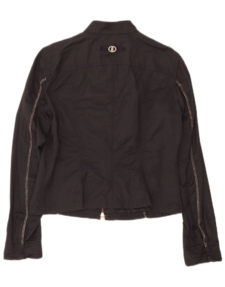 Trussardi Jeans Dame Crop Bomber Jacket IT 46 Stor Sort Bomuld