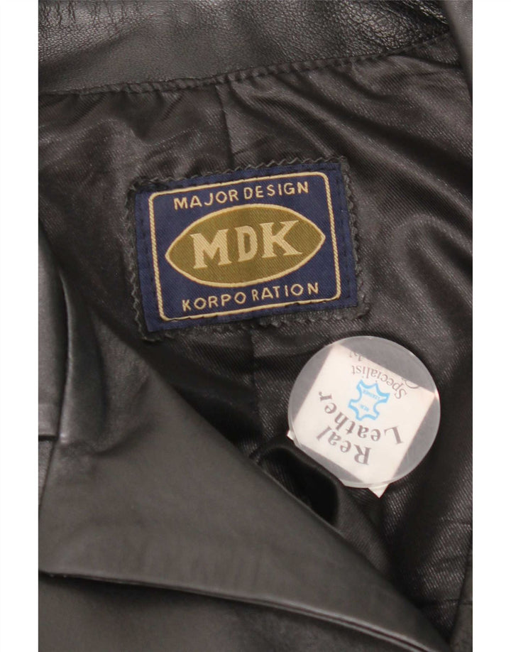 Vintage læderfrakke til kvinder UK 14 Medium Sort