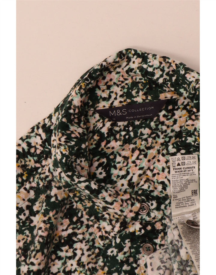 Marks & Spencer Dame Oversized skjortebluse UK 10 Small Green Floral