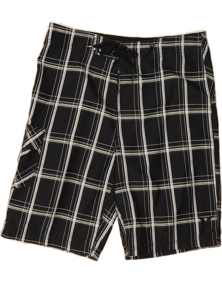 HURLEY Mens Swimming Shorts Large  Black Check Polyester Vintage Hurley and Second-Hand Hurley from Messina Hembry 