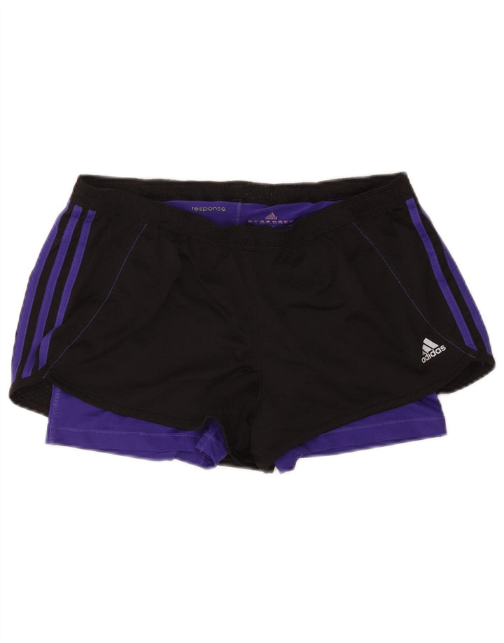 Adidas sportsshorts til kvinder UK 12/14 Medium Black Colourblock Polyester