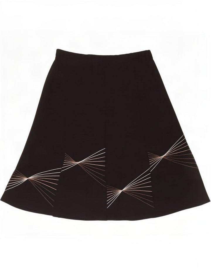 Marks & Spencer Kvinder abstrakt mønster A-line nederdel UK 16 Large W40 Black