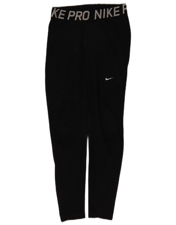 Nike Dame Dri Fit Grafiske Leggings UK 16 Large Black Polyester