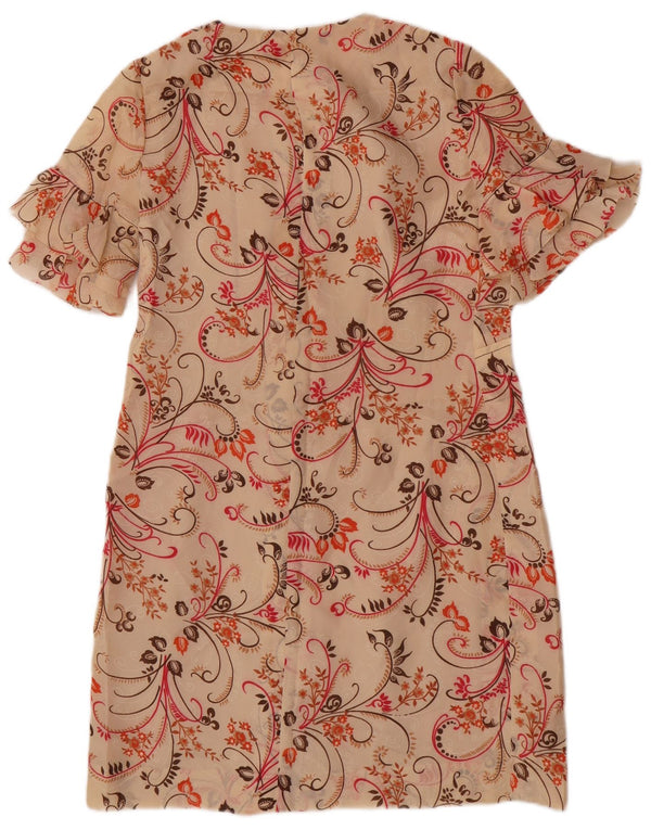 Vintage dameskedekjole UK 14 Medium Beige Floral