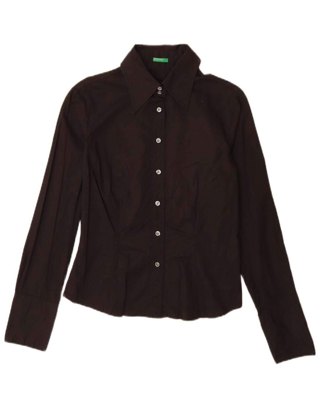 Benetton Dameskjorte UK 14 Medium Sort Bomuld
