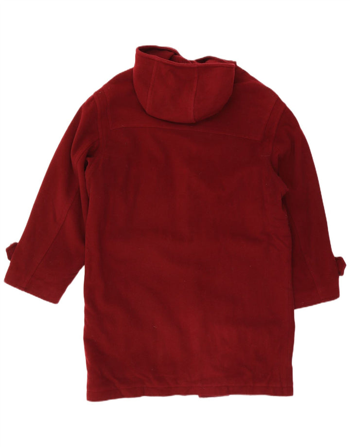 Vintage Dame Hooded Duffel Coat IT 52 2XL Rød Uld