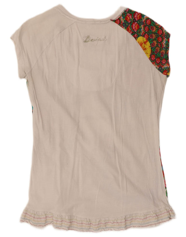 Desigual Womens Front Tie Grafisk T-Shirt Top UK 22 2XL Hvid