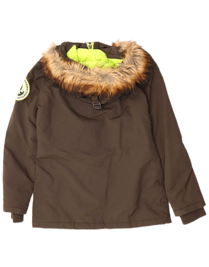 Superdry Oversized Parkajakke med hætte til kvinder UK 10 Lille Khaki Nylon