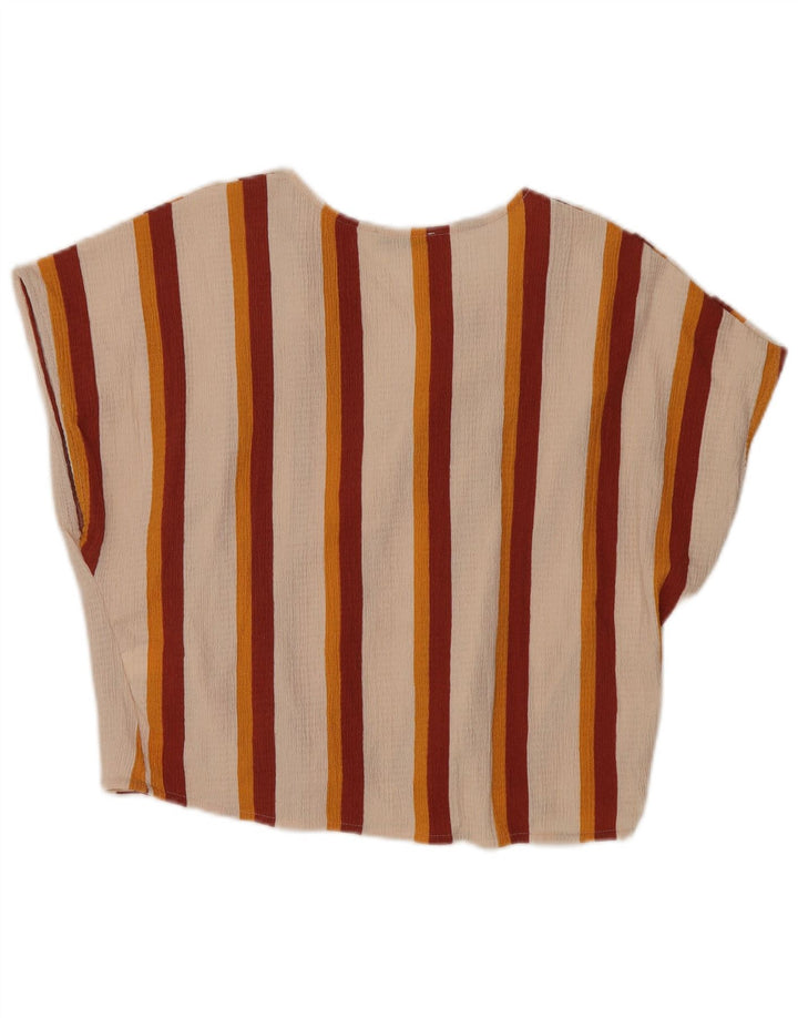 Zara Trafaluc Bluse Top UK 14 Stor Off White Stribet polyester