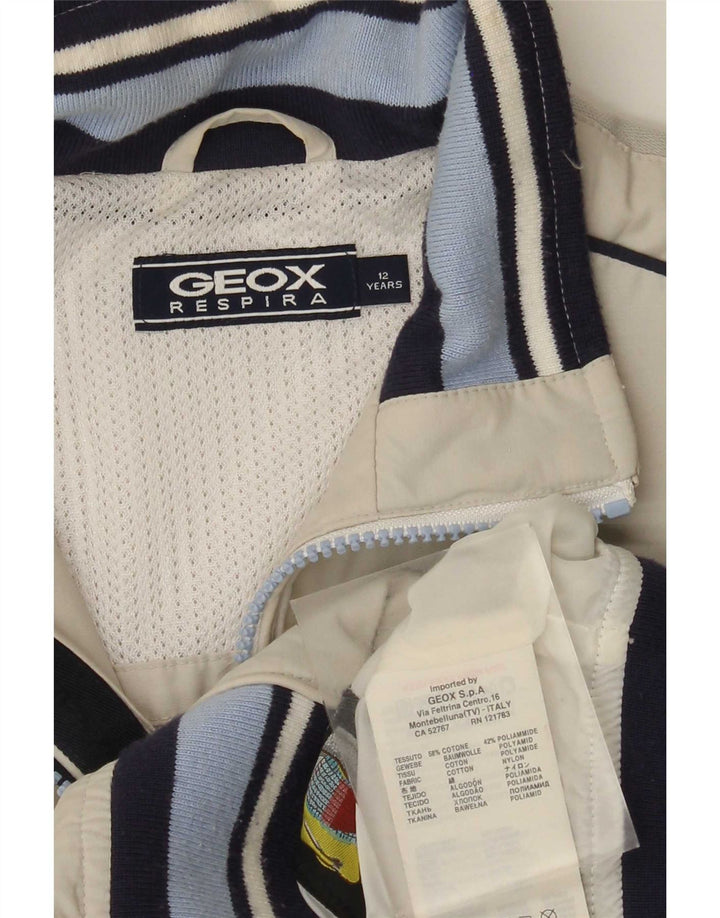 Geox Boys Graphic Bomber Jacket 11-12 år Beige Colourblock Bomuld