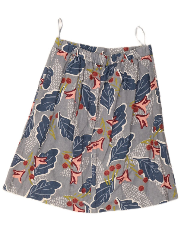 White Stuff Dame A-Line nederdel UK 8 Small W28 Grey Floral Linen