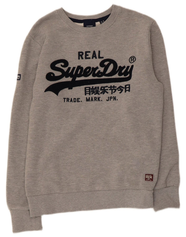 Superdry Graphic Sweatshirt Jumper UK 14 Medium Grey Bomuld
