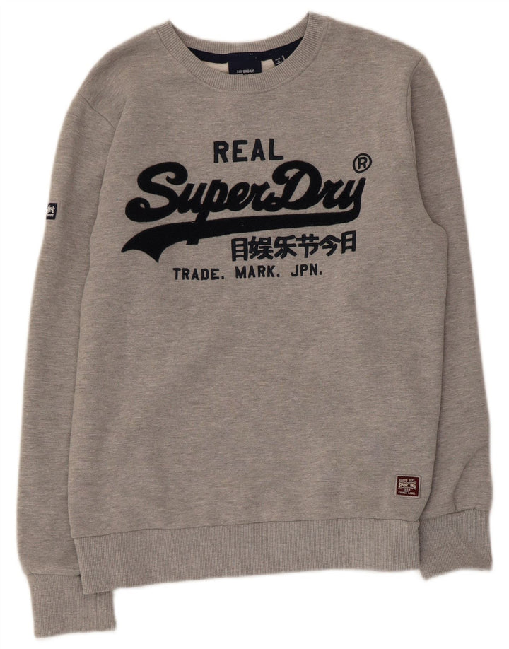 Superdry Graphic Sweatshirt Jumper UK 14 Medium Grey Bomuld
