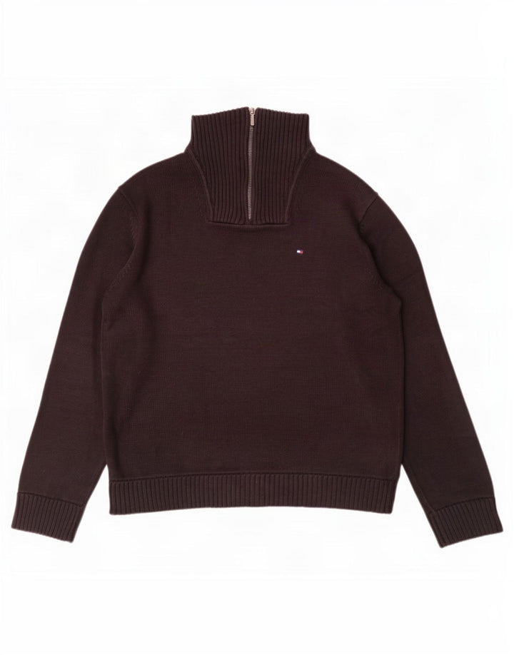 Tommy Hilfiger Herre Zip Neck Jumper Sweater Large Sort